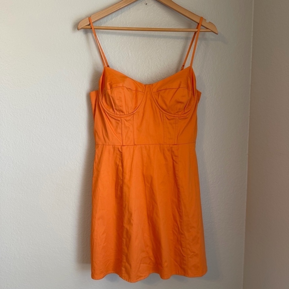 NWT Favorite Daughter What’s Your Sign Mini Dress Creamsicle Orange Bustier 12